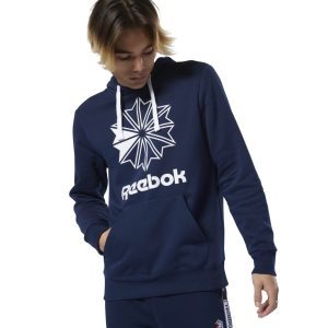 Reebok Classic Big Logo Kapuzenpullover Herren - Navy - DE 581-FLM